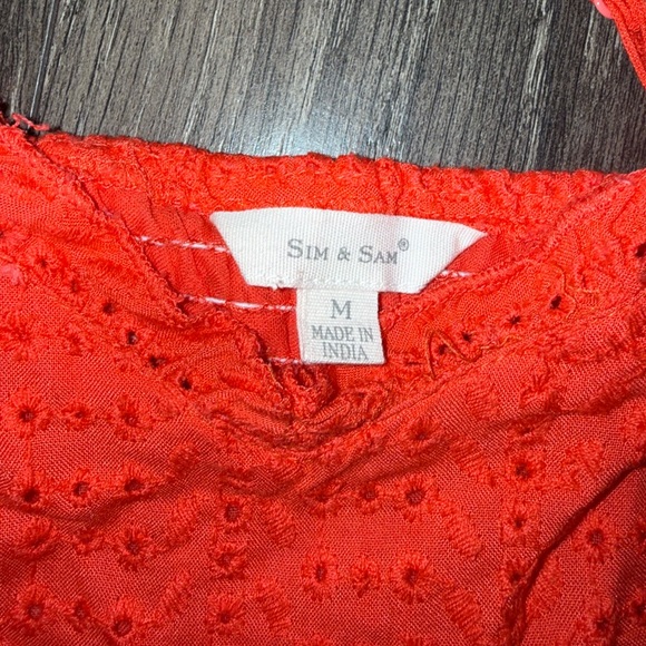 Sim & Sam Red Eyelet Cropped Camisole Top - Picture 2 of 2